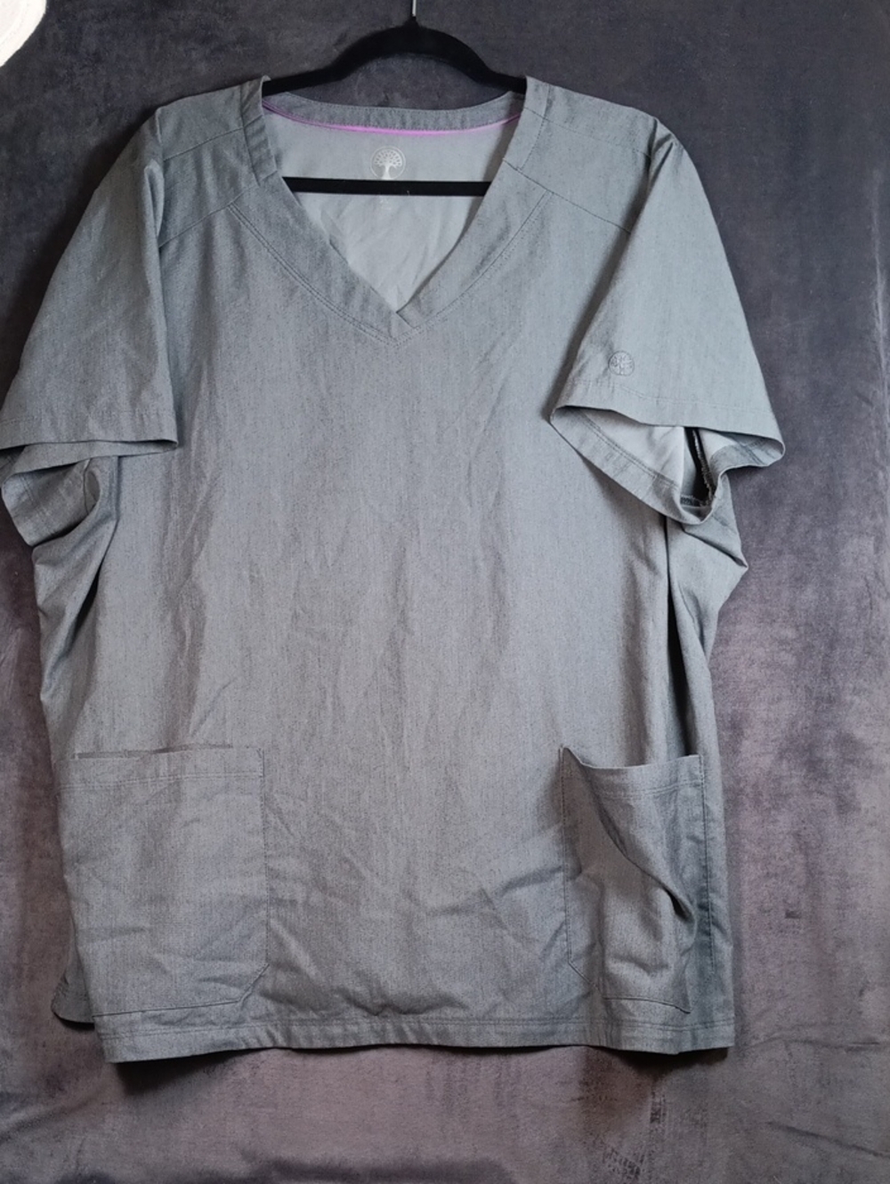Healing Hands Purple Label Women's Short Sleeve V-Neck Scrub Top in Gray